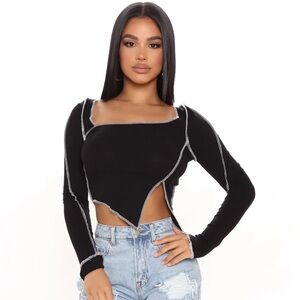 Fashion Nova Long Sleeve Crop Top